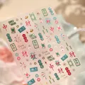 3D embossed Mahjong nail stickers with gold Chinese characters and festive patterns - M-1363-Fortune From All Sides-Colorful Gold
