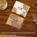Transparent self-sealing plastic packaging bag 11x15cm with golden lotus pattern - 11*15cm Gold Lotus Edge (100 Pcs/Pack)