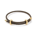 Adjustable 3mm steel wire rope bracelet with black and gold woven texture and metal slider - Gold Thread + Black