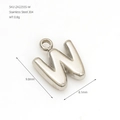 Silver stainless steel letter W charm pendant for jewelry making with 9.8mm size - Letter W / Steel
