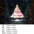 Pink Christmas tree static window sticker size chart showing various dimensions - Small (40*50CM) / Pink (Static Cling)