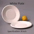 Eco-friendly 8-inch white sugarcane pulp plate with 21cm diameter and textured edges - 8 Inch Plate Thickened / White