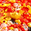 Red and gold resin cartoon charms set featuring festive Chinese New Year Fortune symbols - New Year Greeting Series Random Mix