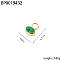 Detail of green birthstone pendant in gold setting with size and weight dimensions - BP00194B2-Gold Green Stone Drop Pendant