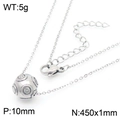 Collar de acero inoxidable plateado con colgante de esfera 10mm y cadena ajustable - Estilo Color Acero (KN282294-K)