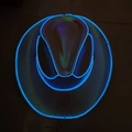 Luminous cowboy hat with blue LED neon wire trim and light reflecting material for parties - Adult Wireless-White Deep Blue Light