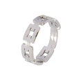 Minimalist silver chain link ring with polished geometric hollow design for men and women - Chain Cutout-Silver