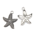 Starfish shaped DIY alloy pendant in antique silver finish for necklaces and bracelets - Starfish Pendant (A4-059) / Antique Silver