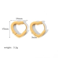 Detailed size view of 18k gold heart-shaped earrings with 15mm height and 3mm thickness - Gold Heart Hoop (TE6028-5-16)