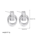 Detail view of 18K silver-plated multi-layer coiled earrings with size and weight specs - Silver Small Double Ring Style (T142_2)