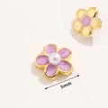 5mm purple glitter flower bead cap with gold edge and white pearl for DIY jewelry - No.13 Purple Five-Petal Flower + Pearl Bead Cap 5mm