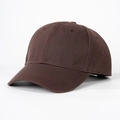 Detail view of dark brown cotton baseball cap showing side profile and stitch texture - Adjustable / Coffee