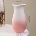 Pink and white gradient ceramic vase with wavy rim, size 24cm height by 13cm width - Large Gradient Yue'er (Pink) 24cm