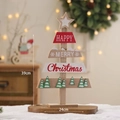 Wooden Christmas tree table decor featuring Merry Christmas text and star topper - Letter Road Sign Style A