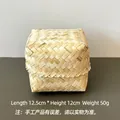 Handmade 12.5cm square bamboo gift box with lid and woven natural texture storage basket - Square Box Naked Style