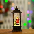 Vintage Weihnachts-Laterne mit Weihnachtsmann und LED-Glitzerschnee auf Holz - Bronze Laterne - Weihnachtsmann (Wassergefüllt)