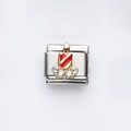 Italian modular charm featuring a gold candle with red enamel and rainbow rhinestones - Christmas Candle