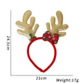 Christmas deer antler headband with gold glitter and red plaid bow, size 24.5cm by 21cm - Antlers with Bow Knot