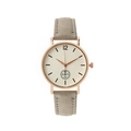 Montre quartz pour femme minimaliste avec boîtier or rose et bracelet en daim taupe - Gris