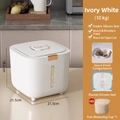 Ivory rice dispenser with vacuum seal and transparent scale window 5kg capacity - With Measuring Cup / Ivory White 5kg