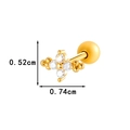 Golden cross stud earring with sparkling zircons and screw ball back 0.52x0.74cm - Cross Flower Style (0189-10# Gold)