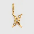 Colgante letra X de acero inoxidable chapado en oro de 14K con detalles florales de circón - Piscis (XP49550) / Dorado