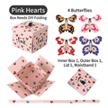 Roze hart DIY explosie geschenkdoos set met vier mechanische vlinders voor feestjes - Roze Serie (Inclusief 4 Willekeurige Vlinders)