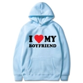 Light blue hoodie with I Love My Boyfriend heart print and a kangaroo pocket - S / Tops / Light Blue (I ❤️ MY BOYFRIEND)