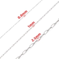 Trois tailles de chaînes croisées en acier inoxydable argenté, 0,8 mm, 1 mm et 2,5 mm - 0.8mm / Couleur Acier