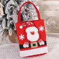 Détail du sac cadeau Père Noël en tricot rouge avec bordure en peluche - Père Noël