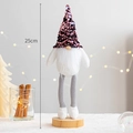 Pink sequin Christmas gnome doll with long legs and a 25cm height measurement - Dark Red Standing Bearded Gnome