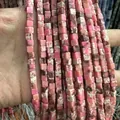 Perles carrées en pierre naturelle rose avec texture marbrée pour bijoux DIY - 4x4mm (Environ 38cm Fil) / Pierre Impériale Rose