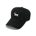 Detalle del bordado de perro salchicha en una gorra de béisbol negra de seis paneles - M(56-58cm) / Negro