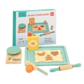 11-piece mint green wooden cookie baking toy set with rolling pin, scale and trays - Wooden Cookie Baking Set