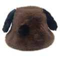 Detalle de gorro de pescador de pelo marrón con piel sintética y largas orejas de perro negras - M (56-58cm) / café