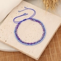 Handmade double-layer beaded bracelet with blue and purple crystal beads on stone - Royal Blue