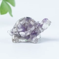 Handcrafted purple crystal turtle figurine with transparent resin on white background - 32 Lilac Quartz