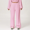 Pink high waist wide leg sweatpants with matching cropped hoodie in soft fleece - S / Sakura Pink
