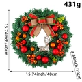 Christmas wreath with red gold balls and silver reindeer, 15.74 inch diameter size - Deer Bowknot Christmas Ball Wreath