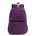 Fashionable purple nylon backpack for women with multi-layer pockets and large capacity - Purple