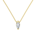 Elegant S925 sterling silver gold necklace with marquise cut zircon pendant - Gold White Rhinestone (DY190925-S-G-WH)