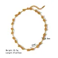 Collana geometrica in acciaio inossidabile dorato con maglie a sfera e barra lucida - Oro (YYN023389-G)