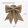 Large champagne gold glitter bow Christmas tree ornament decoration, 37cm width size - Large Champagne Gold Bow Knot