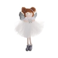 Angelo di Natale con gonna in tulle bianco e ali d'argento per decoro albero - Angelo in rete / Bianco (Fiocco di neve)