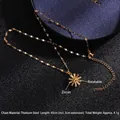 Golden rotating sunflower zircon necklace in durable titanium steel with polished finish - Rotating Snowflake (A189)
