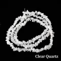 Irregular raw white crystal beads for DIY jewelry making on reflective black background - Clear Quartz (With Inclusions) (Circumference Approx. 80cm)