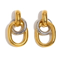 French style intertwined O-shaped 18K gold and silver plated stainless steel hoop earrings - O-Shaped Intertwined Geometric Studs (Two-tone) / Gold/Silver
