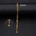 5mm gold Figaro link bracelet in 18k plated stainless steel with a lobster clasp closure - 5mm-18cm / Gold