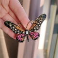 Exquisite vintage butterfly brooch with multicolored crystals and vibrant enamel inlay - Enamel Rhinestone Black Butterfly