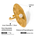 Adjustable stainless steel flower ring with irregular golden disk and pearl accent - Gold Ripple Style (JDRW2405024)